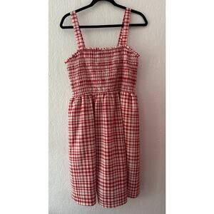Torrid Alma Red Gingham Plaid Smocked Tube Pockets Mini Dress Women's Size 0